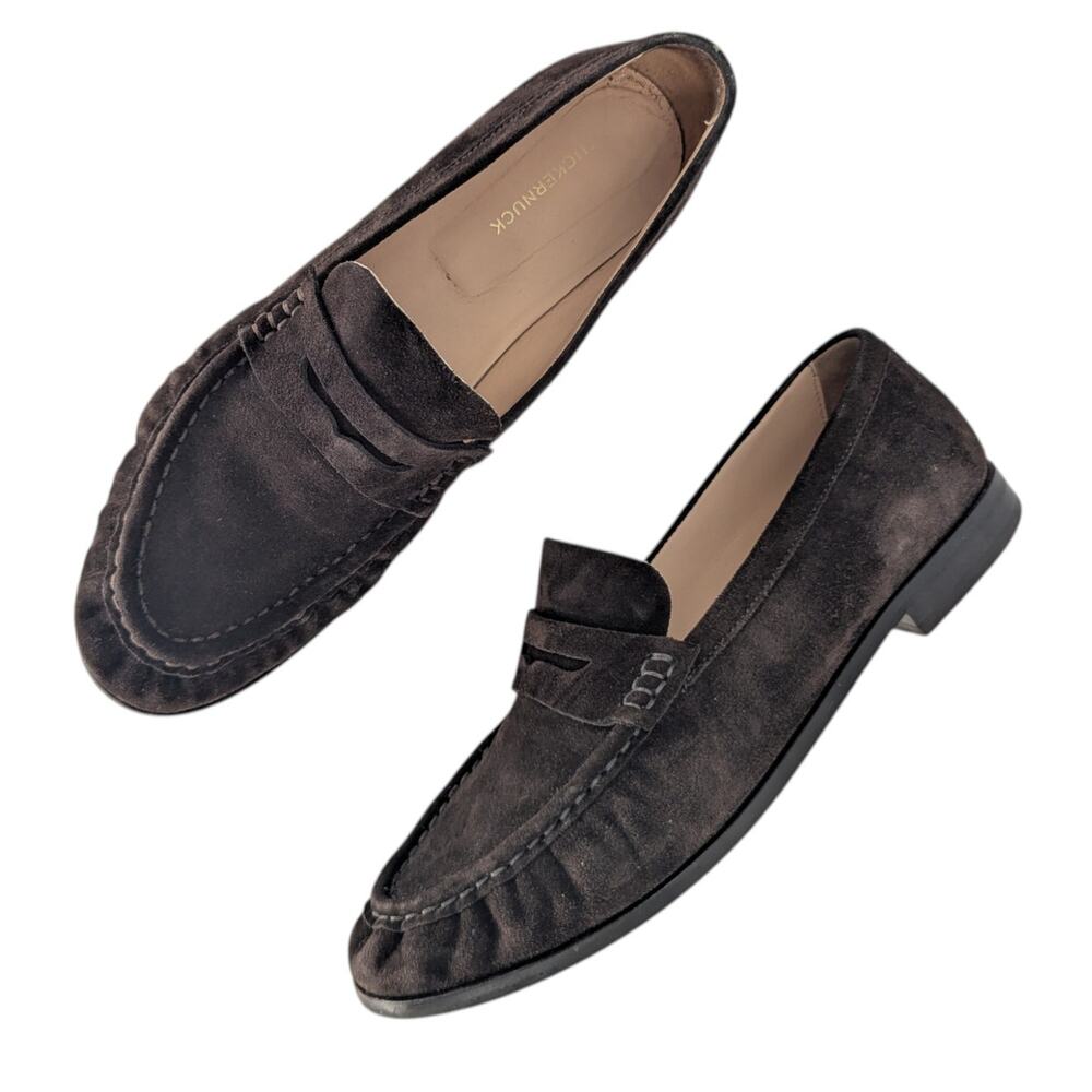 Tuckernuck Vivian Loafers Flats Chocolate Suede Penny Loafer Classic 7.5